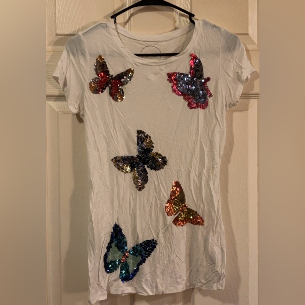 Inc women’s small butterfly embroidered t shirt